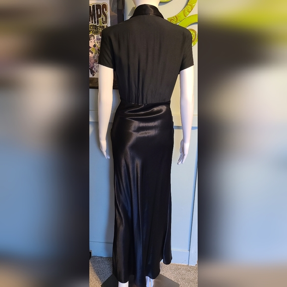 90's Does 40's Harlow Hollywood Glamorous Satin Look Maxi Dress Size 10 - Picture 10 of 16